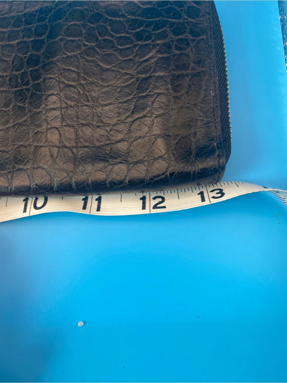 Kate Spade Black Croc Embossed Leather Zip Around Long Wallet Clutched